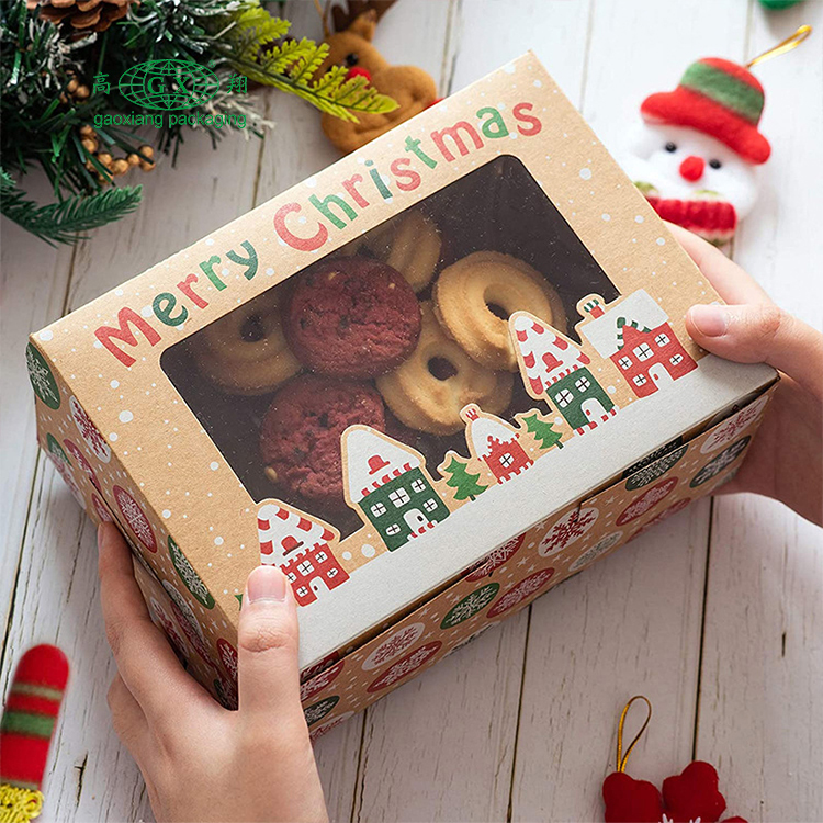 Christmas cookie boxes doughnut gift boxes bakery box with clear window