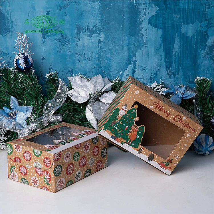 Wholesale christmas cookie boxes doughnut gift boxes bakery box with clear window