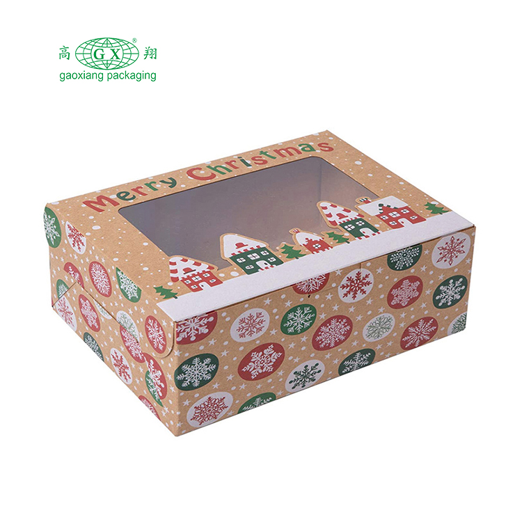 Wholesale christmas cookie boxes doughnut gift boxes bakery box with clear window