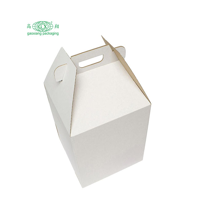 White paperboard disposable tall caddy 2 or 3 layer cake carrier box with handle window box