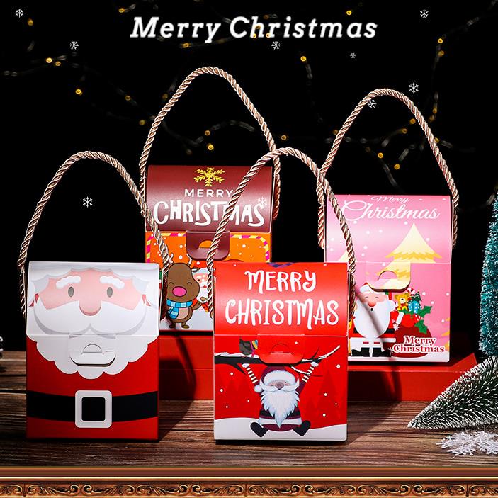 Custom wholesale creative christmas gift folding handbag christmas apple paper bag