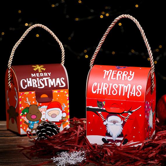 Custom wholesale creative christmas gift folding handbag christmas apple paper bag