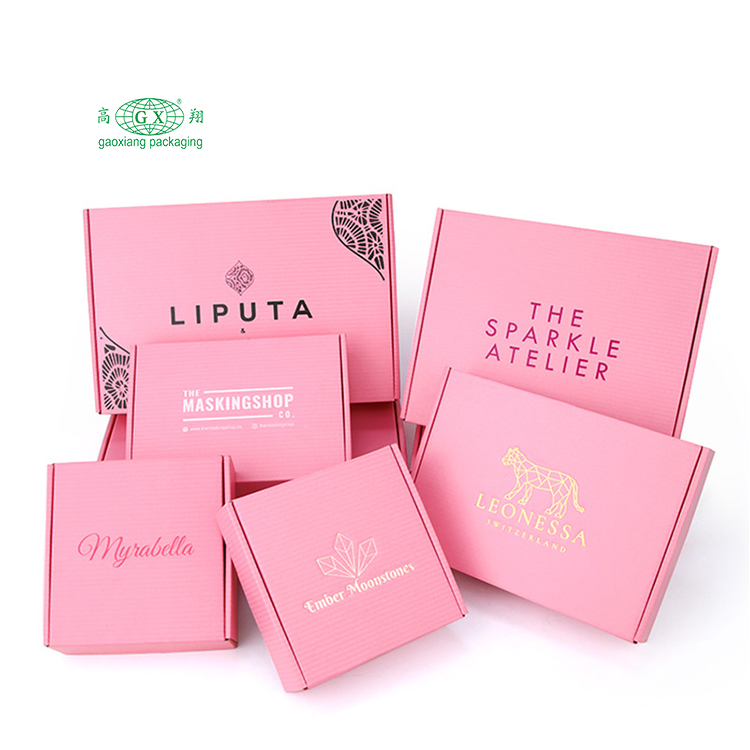 Custom logo multiple usage pink paper cardboard corrugated mailer shipping boxes packaging