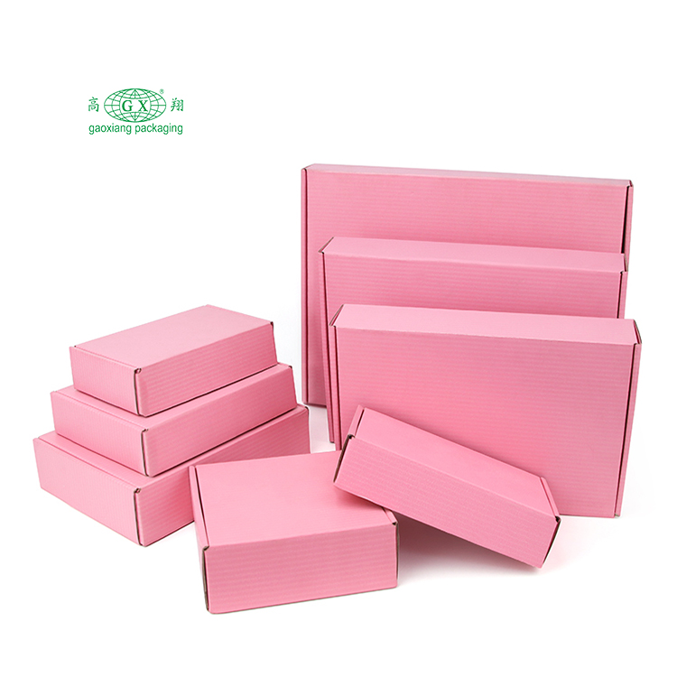 Custom logo multiple usage pink paper cardboard corrugated mailer shipping boxes packaging