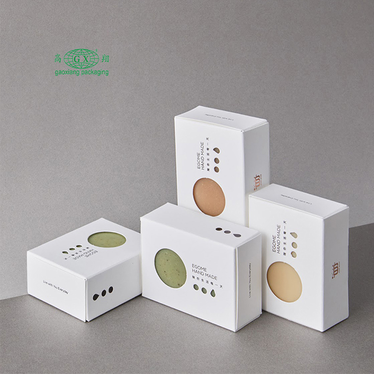 Custom printed logo soap gift box eco friendly cardboard packaging kraft paper boxes with window