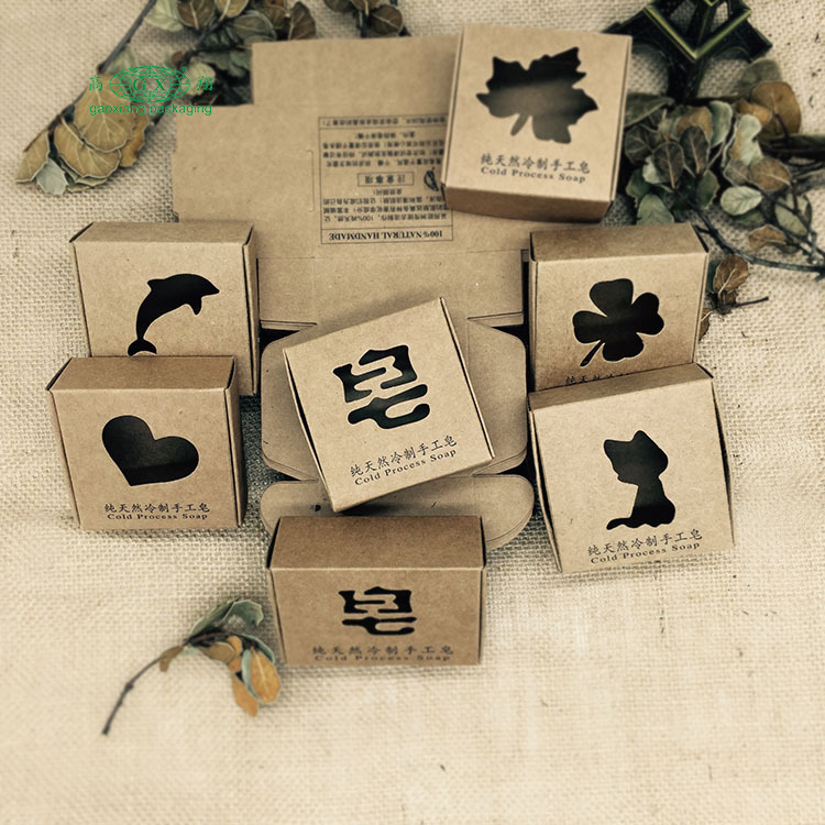 Eco friendly kraft paper custom logo asst color printed soap box