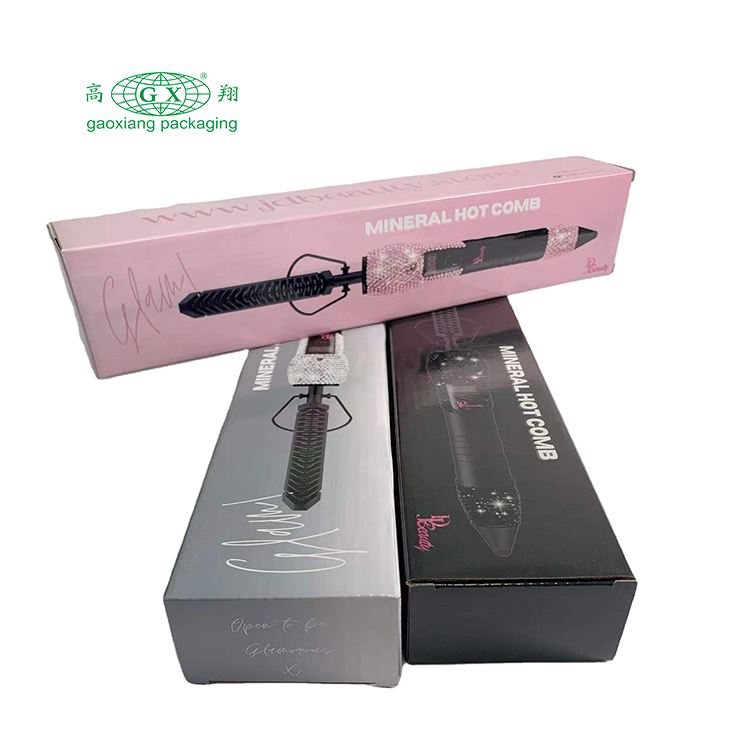 Wholesale custom printing luxury flat iron hair straightener hot comb packaging corrugated paper boxes