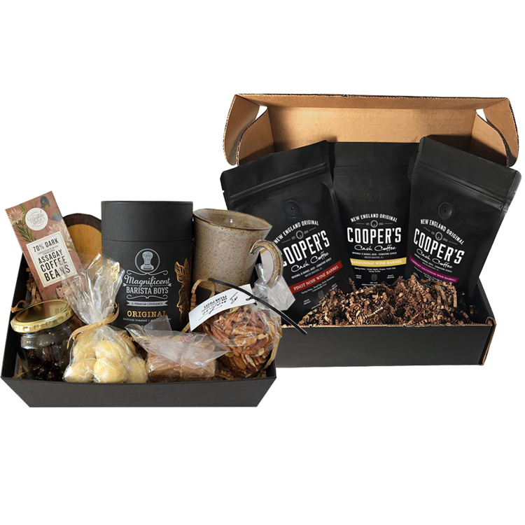 Customised eco black brown corrugated craft gift set mailer postal shipping packing paper coffee packaging box carton