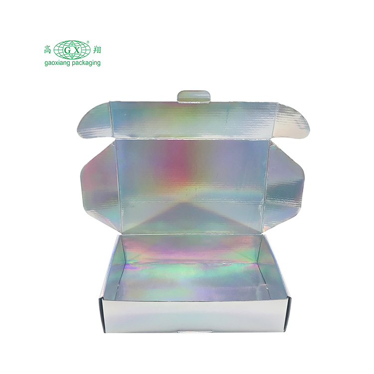 Custom high quality printedlogo small carton corrugated cardboard mailing box folding mailer box holographic shipping boxes