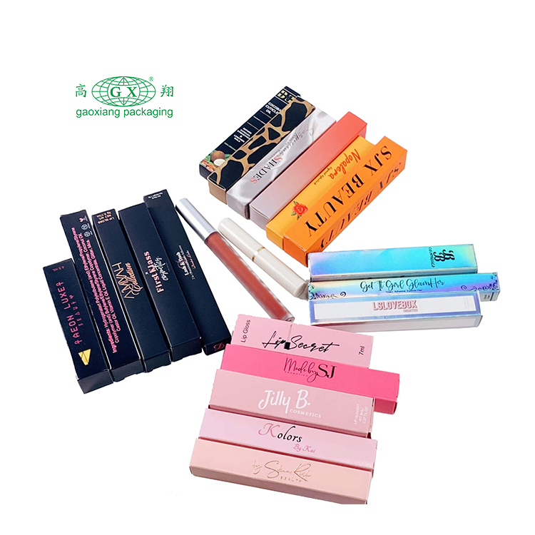 Wholesale custom embossed logo luxury Lipgloss tube packaging paper boxes