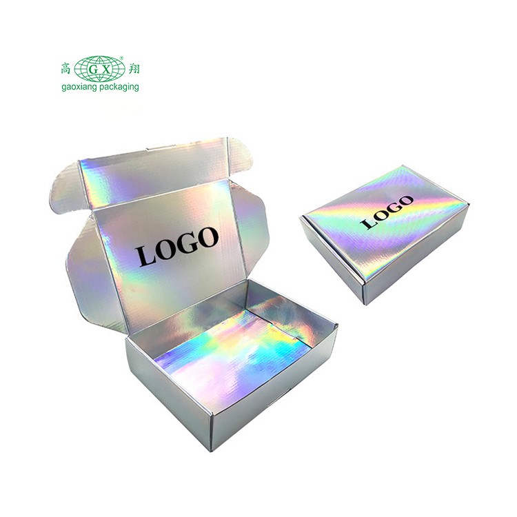 Custom high quality printedlogo small carton corrugated cardboard mailing box folding mailer box holographic shipping boxes