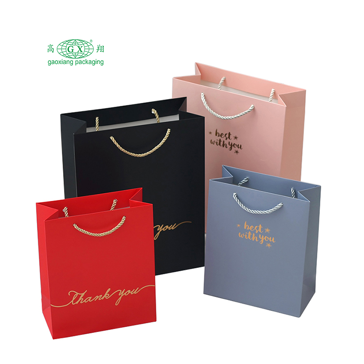 Wholesale custom pink black white luxury kraft paper shopping bags with logo