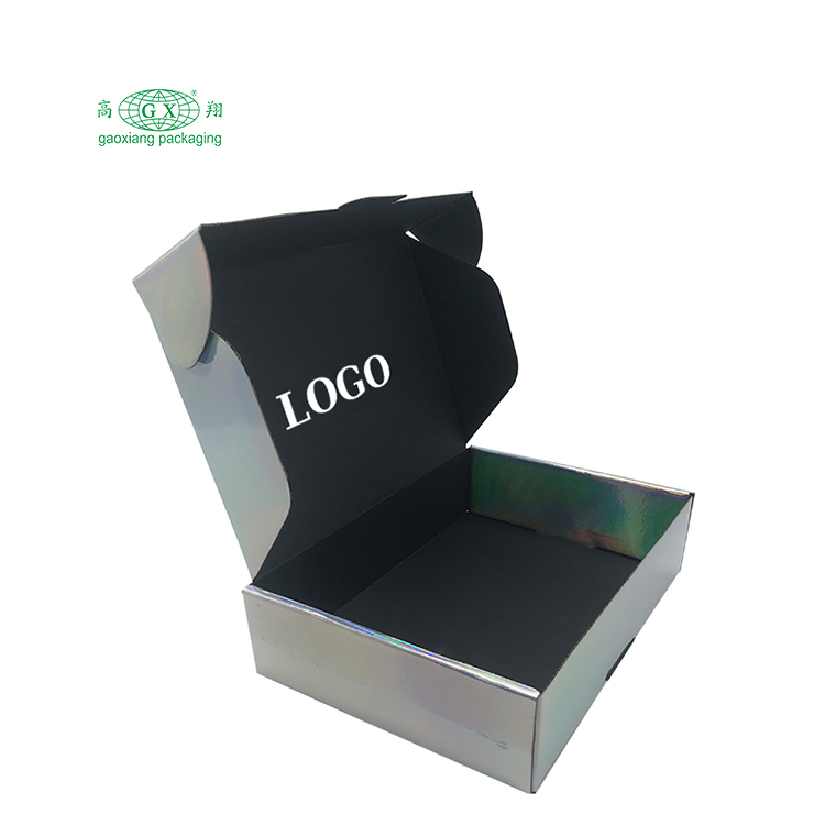 Custom high quality printedlogo small carton corrugated cardboard mailing box folding mailer box holographic shipping boxes