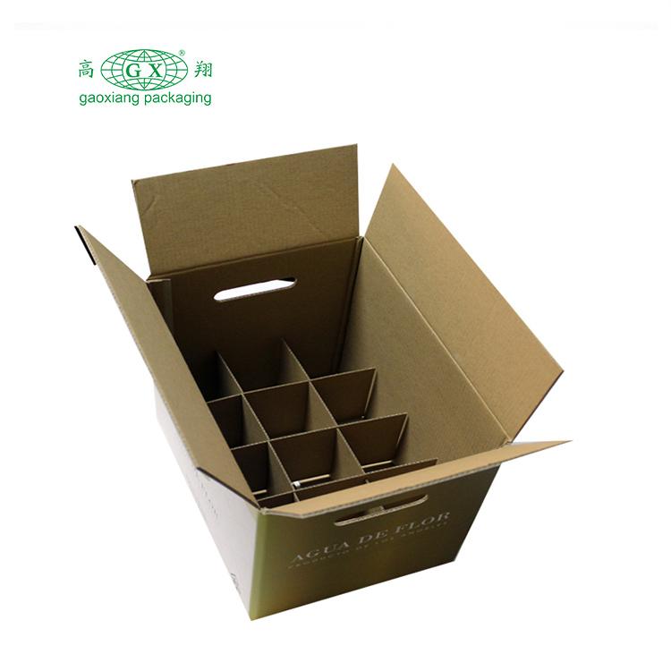 Custom 3 6 12 pack compartment wine and beverage packaging carton box