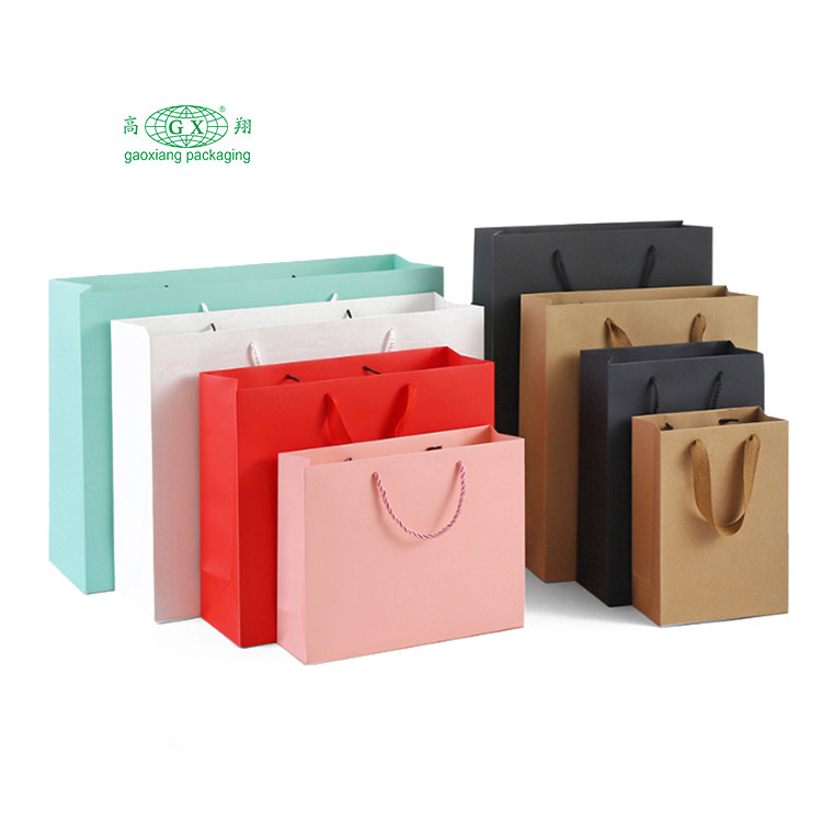 Custom printed luxury design logo paper packing bag paper gift bags with handles